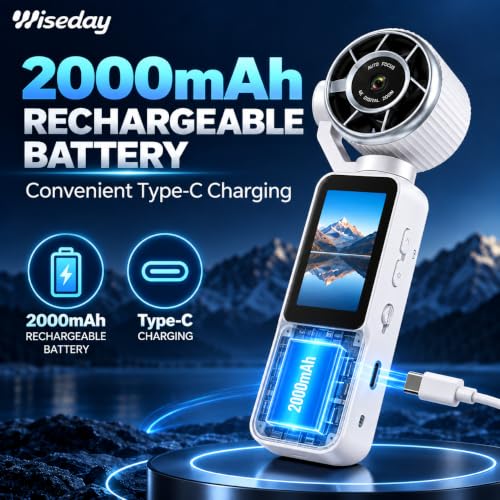 2-in-1 Handheld Pocket Camera & Cooling Fan,180° Rotating Lens Vlogging Cam - image 4