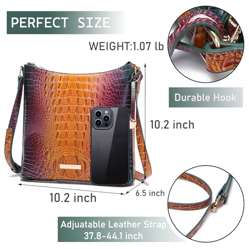 Shoulder Crocodile Flat Handbags for Women trendy Ladies Shoulder Bag Embossed Pattern Leather Crossbody Purse3