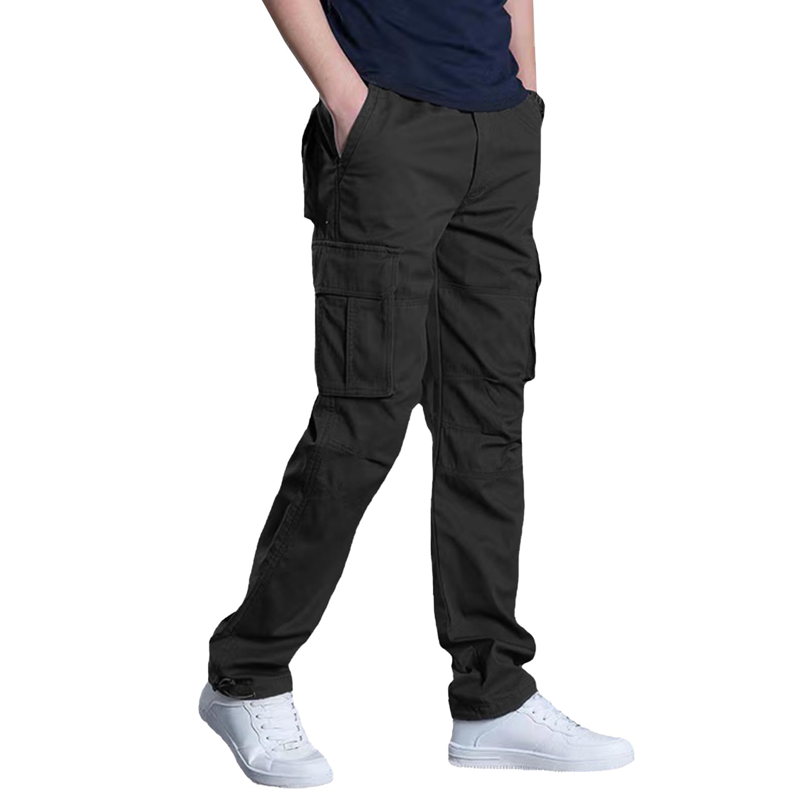 LBL Pantalon de Travail Multipoches pour Hommes Été Coton Léger Respirant Multi Poches Cordon Ajustable Cheville Urbain Randonnée