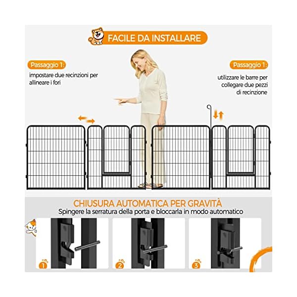Yaheetech 8 Elemente Welpenauslauf Welpengehege mit Tür Absperrgitter 80 x 80cm Freilaufgehege Welpenzaun für Hasen Kaninchen Hunde Meerschweinchen – Bild 9