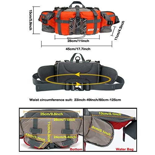 Multifunktionale Gürteltasche mit 2 Flaschenhalter Rucksack Umhängetasche Trinkgürtel Bauchtasche Militärstil Handyfach Wasserdicht Laufgürtel Hüfttasche für Wandern Reise Camping Radfahren