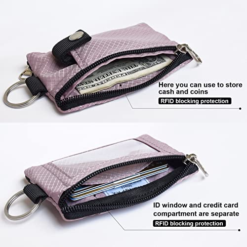 Image of CHENSPRX Minimalist RFID Blocking Small Wallet with ID Window,WaterResistant Zip Id Case Wallet with Lanyard Keychain for Cards,Cash,Travel,Women,Men