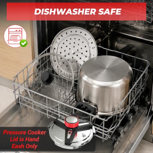 Image of [3-IN-1] 18 /8 Stainless Steel Pressure Cooker 10 Quart [Save 70% of time ]