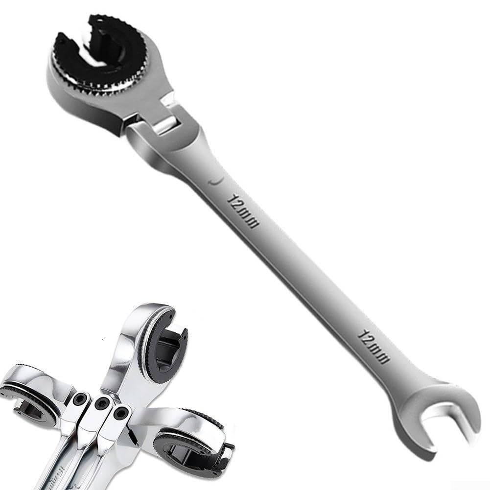 Llave de tubo métrica con cabeza flexible y mecanismo de trinquete de 8 mm a 27 mm para uso en entornos automotrices en el hogar y taller (27 mm)