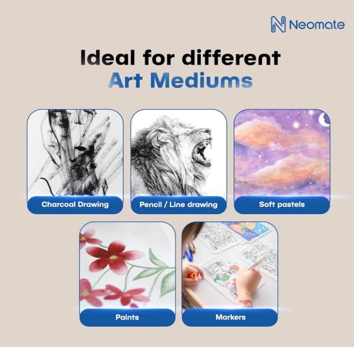 Image of Neomate Artists Spiro Bound Sketch Book | Spiral | A5 Size, 120 Pages, 160 GSM | Ideal for Students and Adults, Home, School, Students, Beginners, Professional Drawing, Sketching, Mandala Art