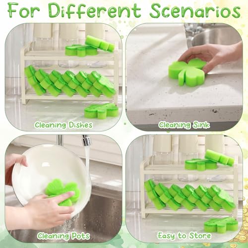 Image of Tioncy 12 Pack Irish Festival Kitchen Sponges Bulk Dual Sided Scrubber Sponges Dishwashing Kitchen Cleaning Accessories for Household Supplies