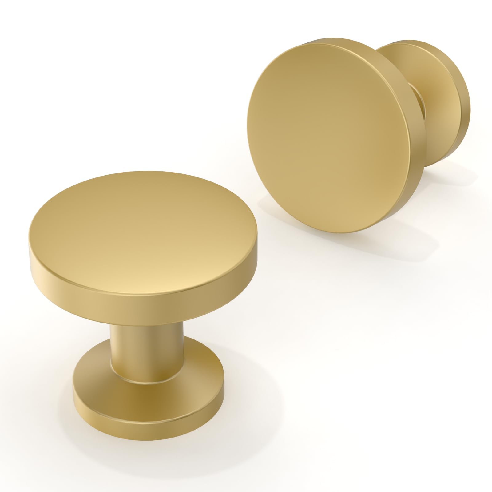 Asimerdeco 20 Pack Brushed Gold Cabinet Knobs 30mm Round Kitchen Solid Zinc Alloy Drawer Knobs