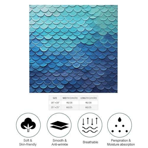 18" Square Head Scarf Blue Mermaid Fish Scale Lightweight Silk Scarf for Women Boho Neckerchief Soft Satin Bandanas Fashion Neck Scarves Silk Headwear for Bag Hair Scarves Gift2