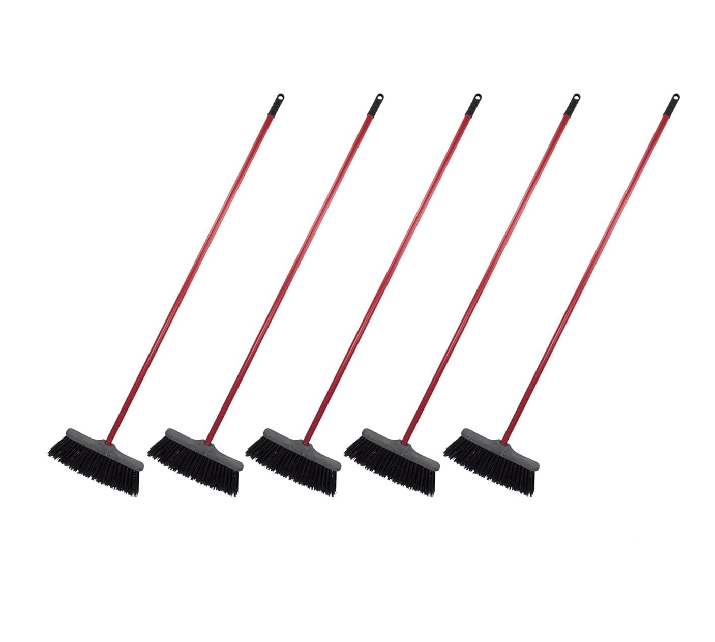 Set 5 Scope da Esterno Industriale o Giardino con Setole Rigide Dure Incluso Manico in Metallo 140 cm.