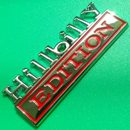 Image of Generic Hillbilly Edition Emblem with Strong Adhesive, Hillbilly Car Emblem 3D Badge Decal Car Truck Replacement Compatible with Universal Vehicle, Car, Truck, SUV (Silver Red)