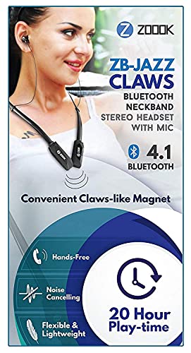 Image of Zoook Jazz Claws Bluetooth Neckband with mic with 20 Hrs. Backup - Heavy Bass
