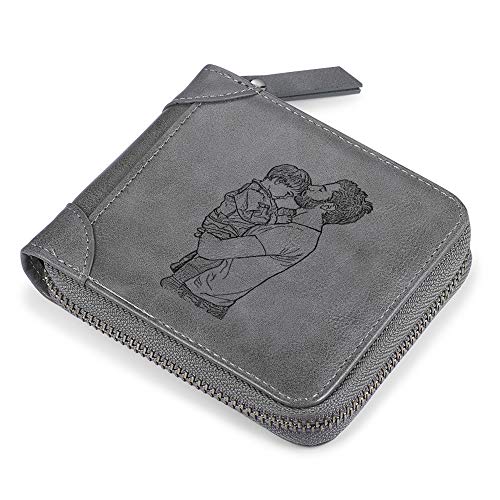 JewelOra Personalized Photo Wallet, Custom Photo Wallets for Men, Men's Zipper Wallet Customized Wallet for Father,Dad,Son,Boyfriend(Zipper 2)