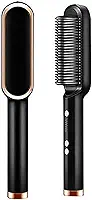 Escova Alisadora Elétrica 110v/220v - Pente Alisador Profissional para Cabelos Lisos e Sedosos - Tecnologia Ionic, Prancha Alisadora, Cabelo sem Frizz, Modelador de Cachos, Ferramenta de Estilo de Salão (Preto)