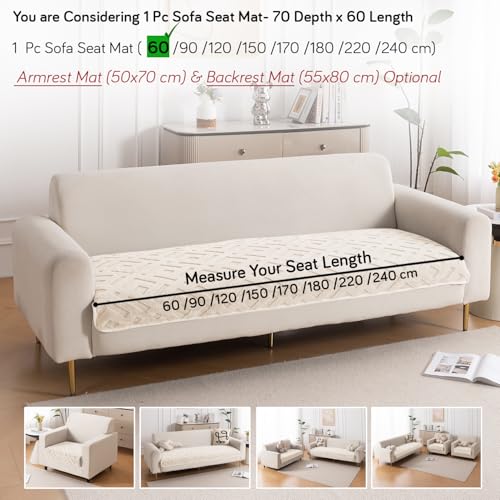 Image of HOKIPO 'Velvet Maze' Premium Anti Slip Sofa Cover Mats for L Shape and 1 /2 /3 Seater Sofa. Make Your Own Sofa Cover Set, 70(D) x 60(L) cm, Beige (AR-5903-BGE)