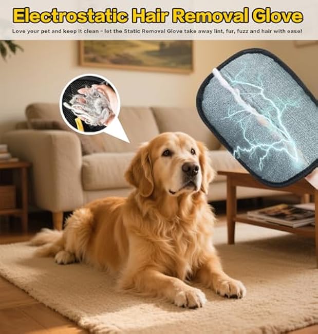 Pet Hair Remover Gloves, Reusable Electrostatic Cat Dog Pet Hair Removal Glove, Whashable Static Cat Grooming Gloves for Furniture, Carpet, Couch, Car Seat-xSm5jLoj