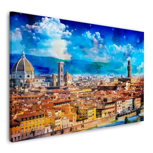 Quadro moderno stampa su tela Italia Firenze panorama con il duomo e cielo luminoso canvas Dimensione 60x40x2cm