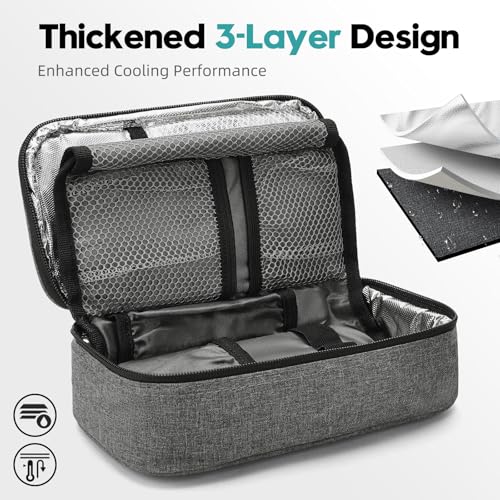 allcamp insulin cooler travel case diabetic medication cooler with 4 ice pack - medical cooler bag portable and reusable grey 9x 472x 314 inches