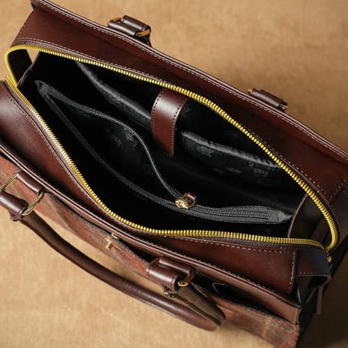 Image of Theater Dr. Grief Brown Croco Handbag for Women | Structured Top Handle Tote with Spacious Interior | Elegant Office Work & All Day Essential Laptop Bag