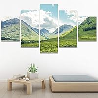 SIGNWIN 5 Panel Canvas Wall Art Modern Art Expressive Farmhouse/Country Landscape Mountain Top Multicolor Photography for Home Decorations Ready to Hang - 60