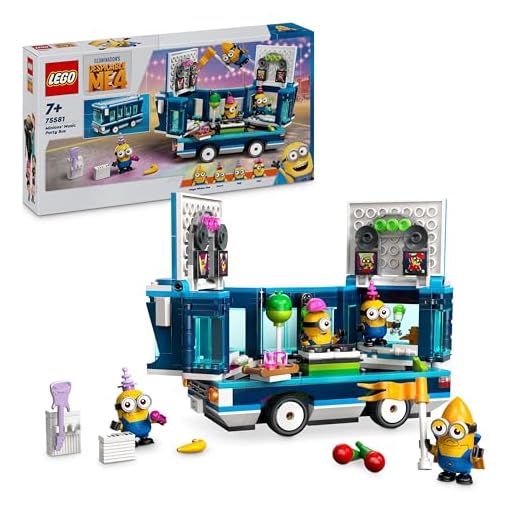 LEGO Despicable Me Minions’ Music Party Bus, Creative Building Toy for 7 Plus Year Old Kids, Boys & Girls, Includes Gus, Mel, Dave and Phil Figures, Creative Birthday Gift Idea 75581