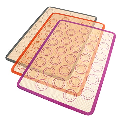 Ipetboom 3 piezas Alfombrilla de Silicona para Hornear Resistente al Calor Antiadherente Reutilizable para Horno y Repostería Microondas y Lavavajillas Colores Rojo Gris