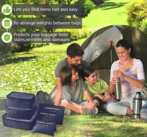 Vicloon Packing Cubes, 8 PCS Travel Organiser Packing Bags Travel Luggage Packing Organizers with Shoe Bag for Clothes Suitcase Shoes (Blue)