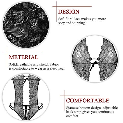 Voqeen-Mujer-Ropa-de-Dormir-Conjunto-Atractivo-Pijamas-de-Encaje-y-Tul-sin-Mangas-Lingerie-Atractivo-Bodysuit-Lenceria-Halter-Pijama