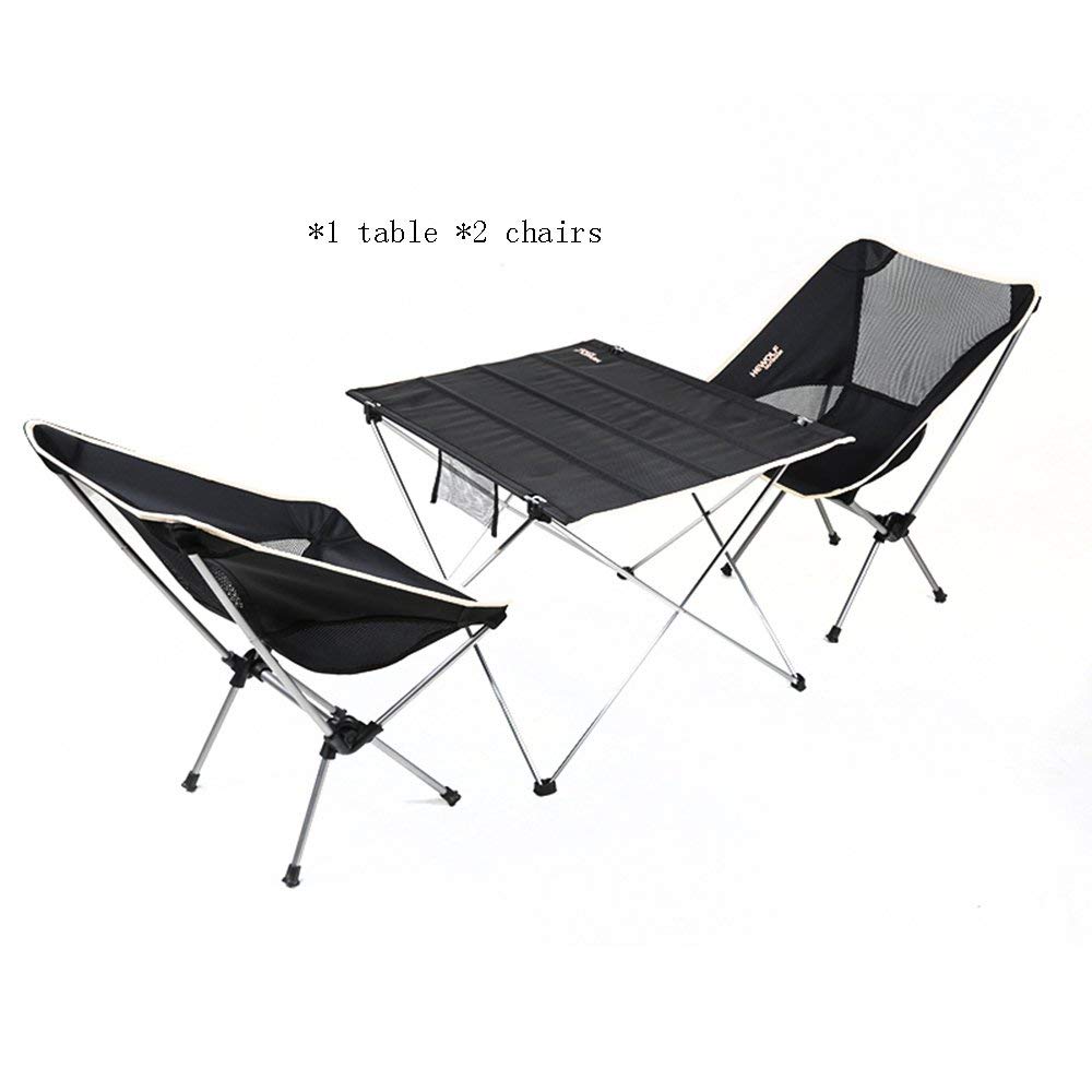WYZXR Folding Table Adjustable Ultra-Light Aluminum Table and Chair Set Portable Combination Table and Chair Black Can be rotated (Size : 56 38cm)
