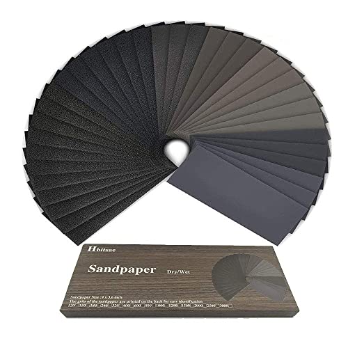 Sandpaper, 120 to 3000 Grit Water/Dry Sandpaper 9 x 3.6 inches, Used for Polishing Metal, Wood, CarsWet (42 Paper)