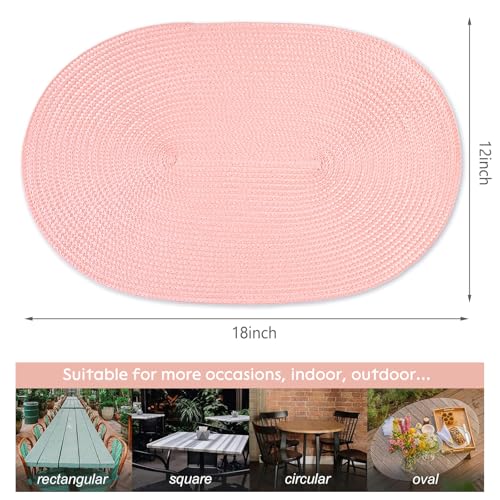 AHHFSMEI Placemats Set of 6 for Dining Table Washable Woven Non-Slip 18x12 inches Placemat Heat-Resistant Durable Table Mats for Dining Table Easy to Clean(Pink) by AHHFSMEI - Used condition - Image 2