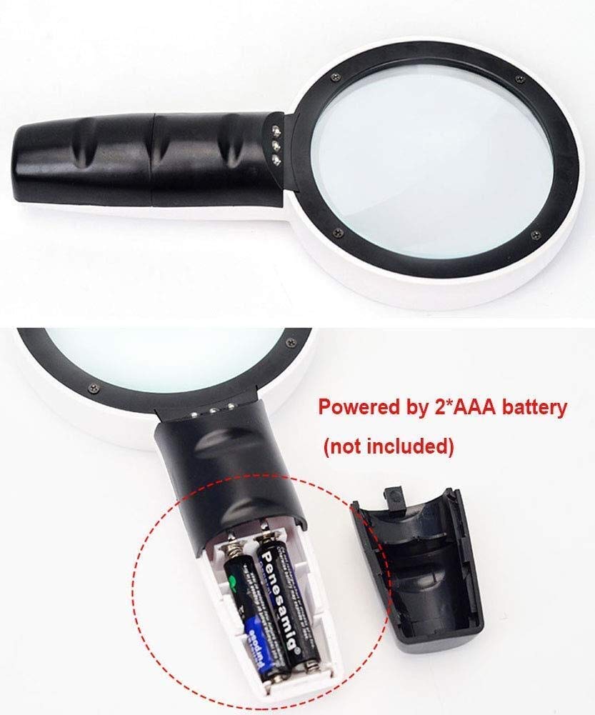 Lupa Boutique, Lupa Portátil, Lupa Led 30x, Lupa Iluminada de Mano con 3 Luces Led, Lupa de Lectura, Lente de Doble Cristal