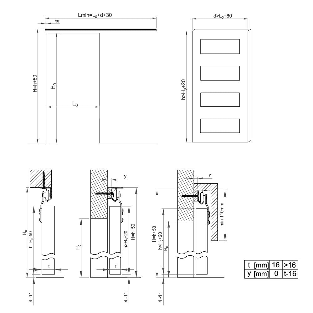 Système coulissant SLID'UP 120 pour 1 porte de placard - rail 1,5 m - 45 kg