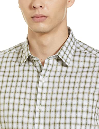 Image of Arrow Checkered Slim Fit Dobby Formal Shirt Green