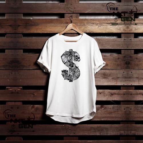 Image of THE NXT GEN Dollar Printed Short Sleeve Unisex Oversized T Shirt Casual Wear Round Neck White