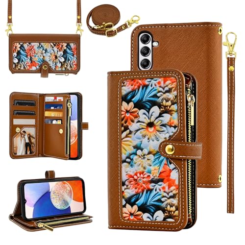 Furiet Floral Wallet Case for Samsung Galaxy S26 Plus S26+ 5G Women Brown