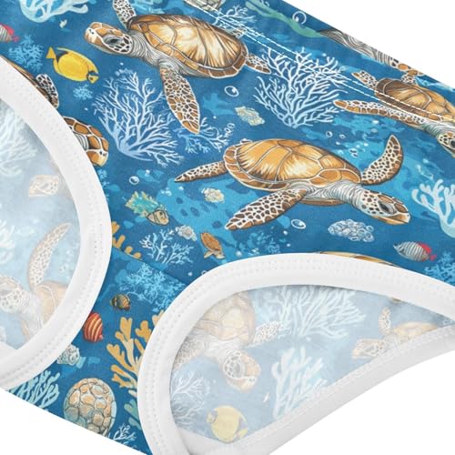 ZZKKO Sea Turtle Fish Girls Underwear Toddler Panties for Girls Comfort Brief Size 2-8T3