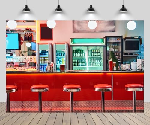 1950er Diner Fotohintergrund – Klassisches Fast-Food Restaurant Motiv, 2,1x1,5m Vinyl
