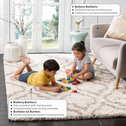 Image of Carpet for Hallway, Kitchen, and Modern Interiors, Cozy Shag Runner for Living Room, Entryway & Office Decor Size 4x6 feet Ivory B iii