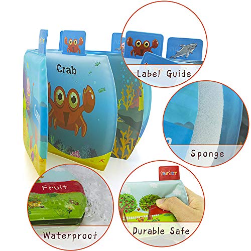 Baby Bath Books, 6Pack Nontoxic Fabric Baby Bath Books Early Education Bathtub Toys Activity Waterproof Baby Books For Toddler, Infants And Kids Perfect For Baby Shower #TOP4