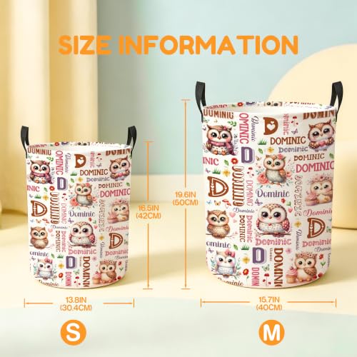 Image of Custom Owl Laundry Hamper, Personalized Laundry Basket with Name, Customized Dirty Clothes Basket for Clothes Toy Bathroom Bedroom Storage,S-16.5 inchX 13.8 inch