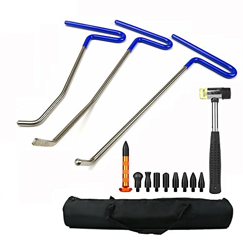 Wcaro Paintless Dent Repair Tool Set Removal of Hail Dents and Door Ding with PDR Rods Car Auto Body Dent Removal Pdr Rods Tips Dent Puller