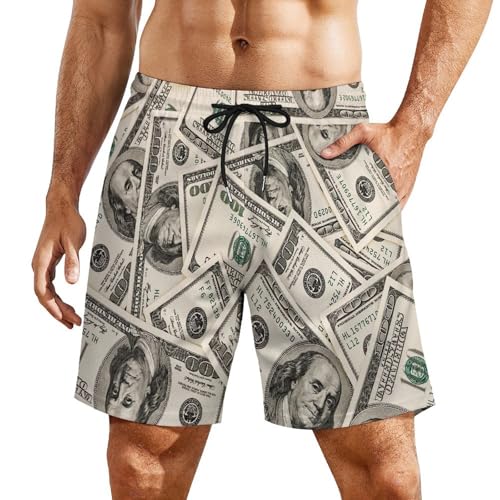 Money American Hundred Dollar Bills Men's Swim Trunk Quick-Dry Shorts with Mesh Lining And Pockets2