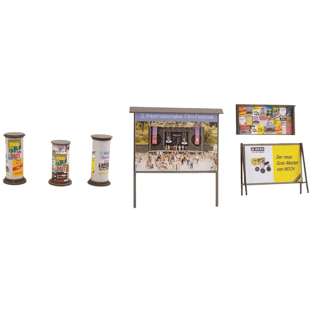 Noch 14217 Large Barrel Columns & Advertising Walls, Multi-Coloured, Multicoloured