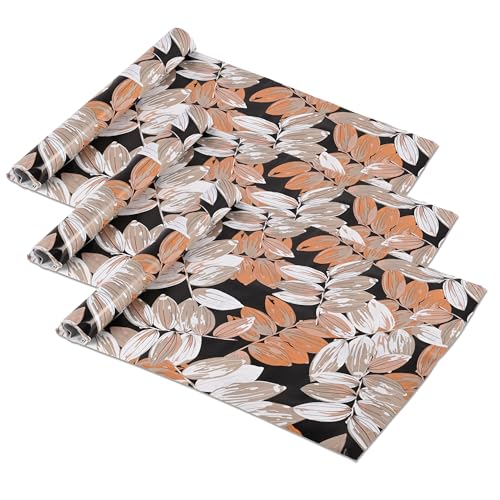 Image of Kuber Industries Pack of 3 Waterproof & Durable 5 Meters Kitchen Mats for Shelf Liner Roll | Wipeable Fridge Sheets for Shelves Cabinet Drawer | Leaf - Grey & Beige