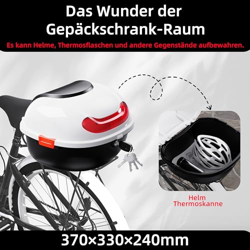 Mihoho Fahrradkoffer für alle Gepäckträger, abschließbare wasserdichte Fahrradbox | Helmkoffer | Gepäckträger Koffer | Helmbox | Fahrradgepäckträger Box (Weiß)