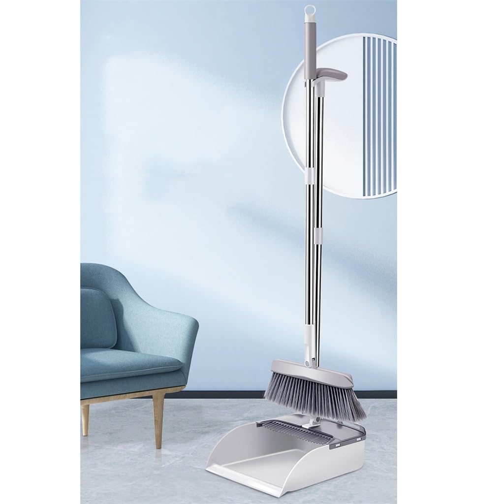 HNJCHE Folding Standing Broom Household Broom Sweeper Dustpan Set Sweep Broom Sweeper Household, AS SHOW