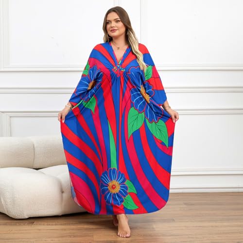 Image of Kaftan Dress for Women - Plus Size Caftan Maxi Beach Dress Moo Moos Loungewear, Swimsuit Cover Up for Beach, Pool or Vacation