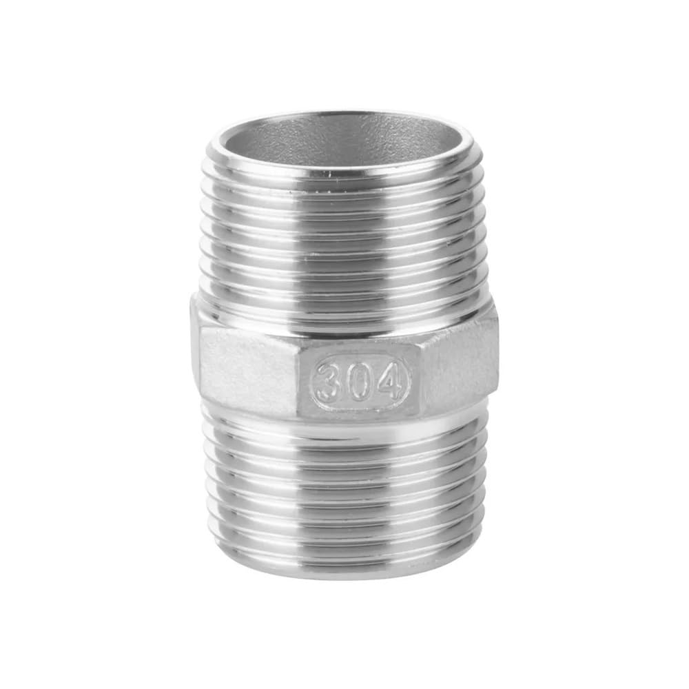 MBMYVRNKJL 1/8" 1/4" 3/8" 1/2" 3/4" 1" 1-1/2" 2" 3" 4" NPT Male Hex Nipple 201 304 316 Stainless Steel Pipe Fitting Coupler Connector (BSPT SS304,1/4")