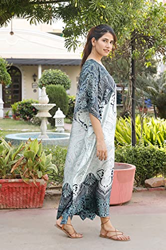 Oussum Women Silky Satin Long Kaftan Plus Size Beach Soft Caftan Dresses Sateen Swimsuit Cover Ups Maxi Gown Dress2