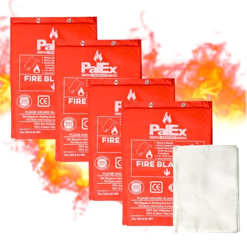 Image of SecureGuard Fire Blanket, Fiberglass Protection Emergency Fire Blanket for Home, Kitchen, Car, School, Office | Flame Retardant Safety Blanket for Fire Rescue (40 L x 40 W Inch, Pack of 4)